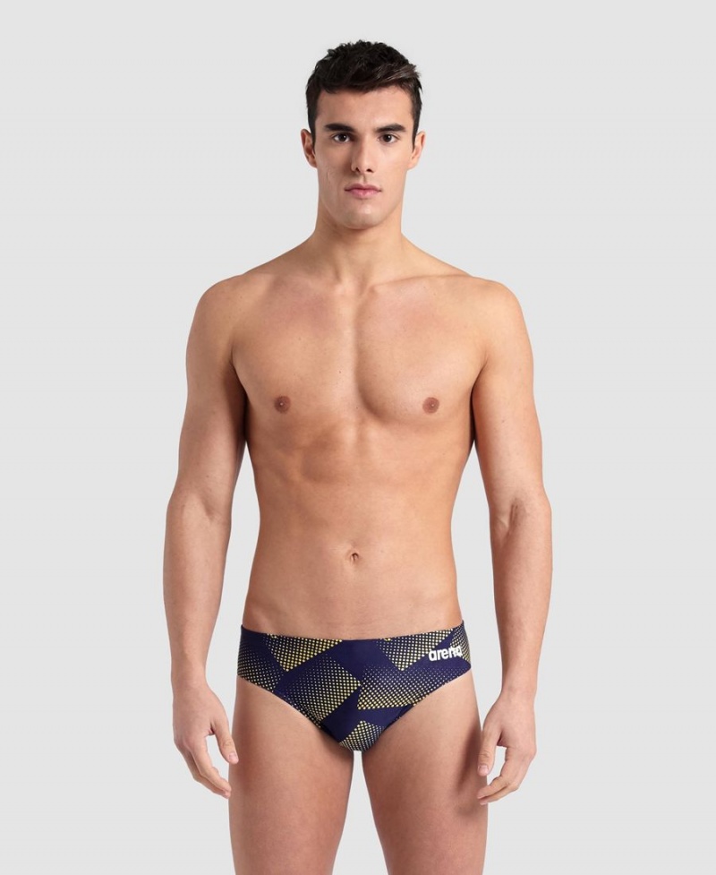 Slip de Bain Arena Halftone Bleu Marine Jaune Homme | ITW-42511469