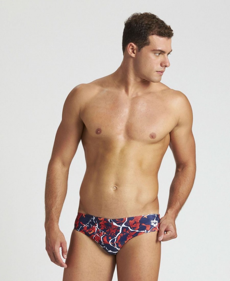 Slip de Bain Arena Earth Texture Bleu Marine Rouge Multicolore Homme | ODP-33315333