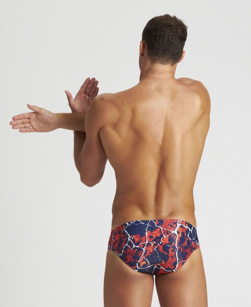 Slip de Bain Arena Earth Texture Bleu Marine Rouge Multicolore Homme | ODP-33315333