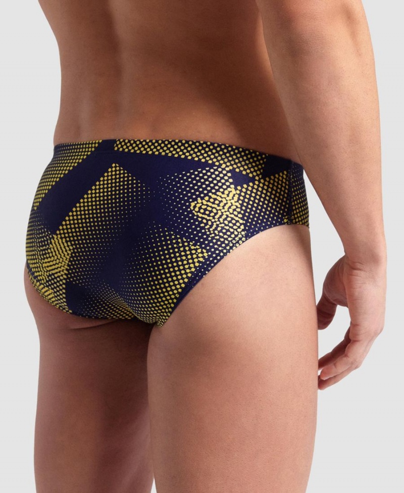 Slip de Bain Arena Halftone Bleu Marine Jaune Homme | ITW-42511469