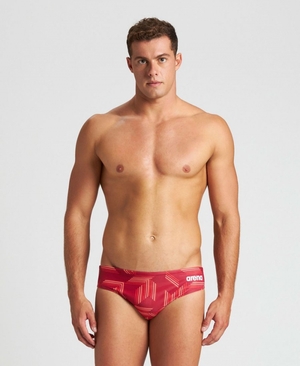 Slip de Bain Arena Puzzled Rouge Multicolore Homme | LGK-16220215