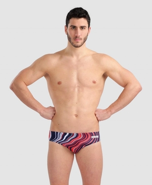 Slip de Bain Arena Marbled Bleu Marine Rouge Multicolore Homme | JRN-52357185