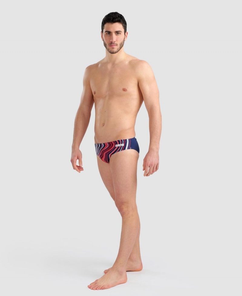 Slip de Bain Arena Marbled Bleu Marine Rouge Multicolore Homme | JRN-52357185