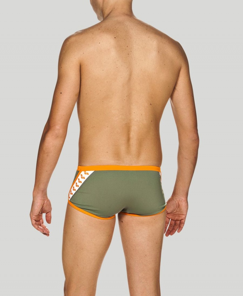 Slip de Bain Arena Team Stripe Square Vert Orange Homme | KOU-05500339