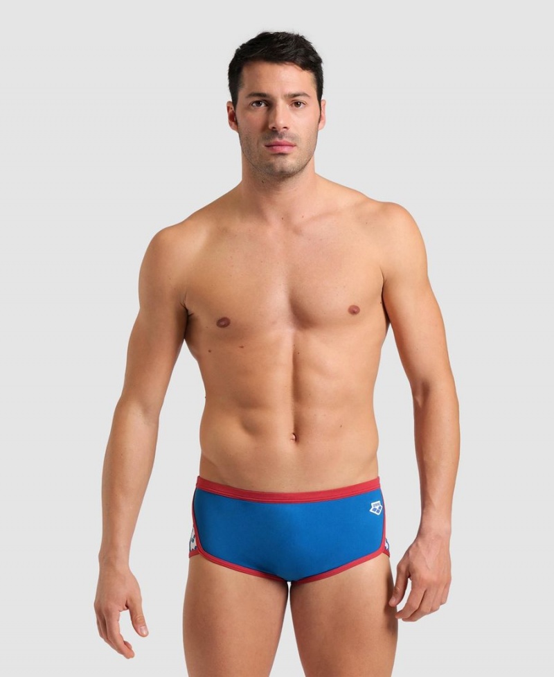 Slip de Bain Arena Icons Solid Low Taille Bleu Rouge Homme | FWK-67681781