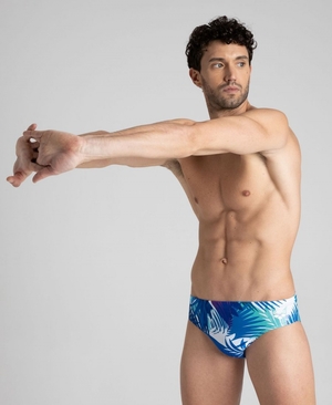 Slip de Bain Arena Palm Print Bleu Marine Multicolore Homme | HIB-50991726