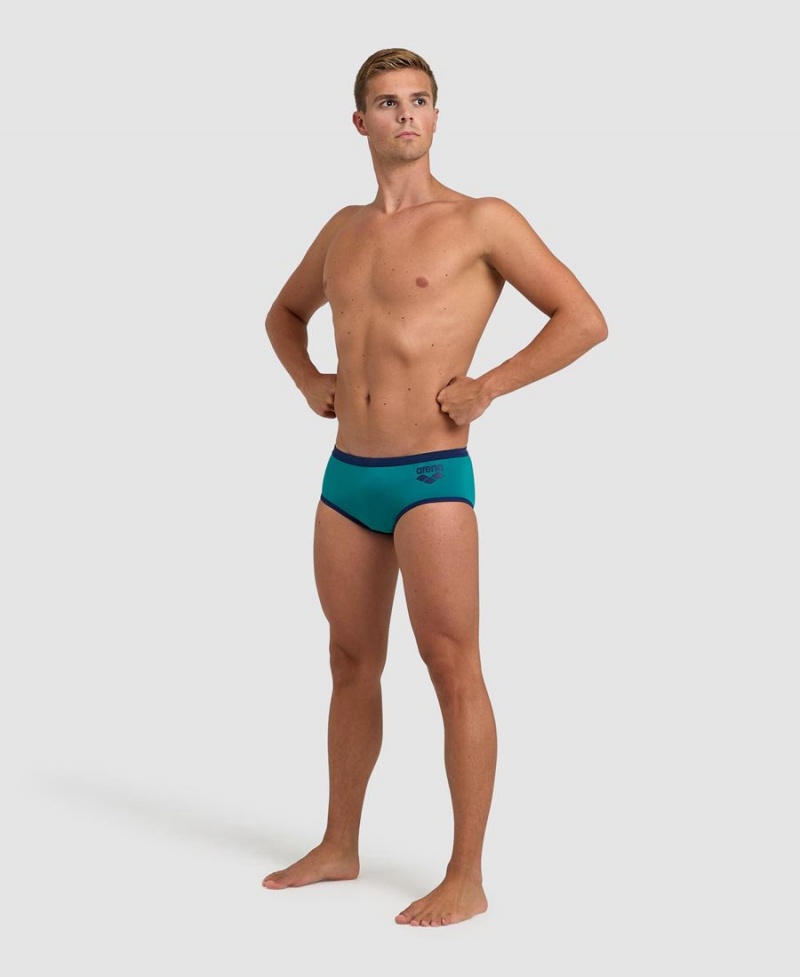 Slip de Bain Arena One Big Logo Vert Bleu Marine Homme | VBM-11416569