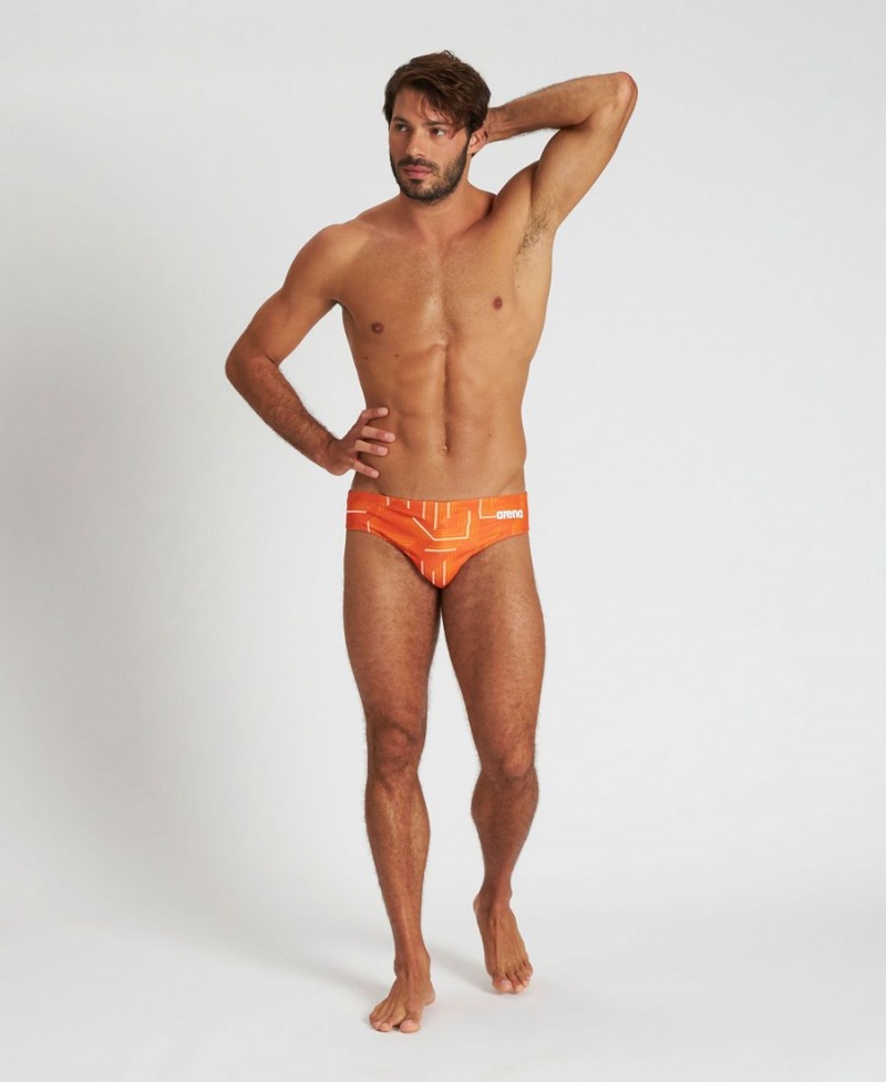 Slip de Bain Arena Puzzled Orange Multicolore Homme | QAN-19967565