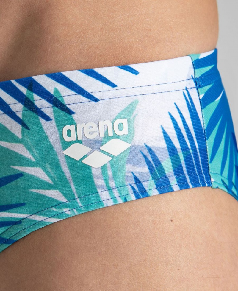 Slip de Bain Arena Palm Print Bleu Marine Multicolore Homme | HIB-50991726