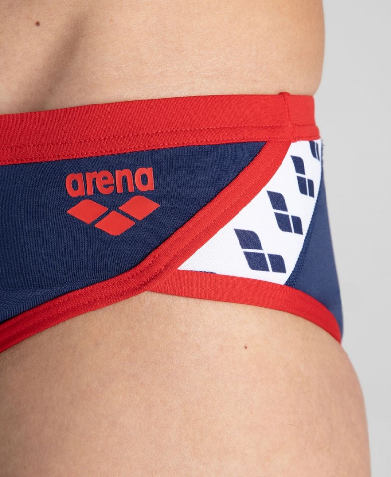 Slip de Bain Arena Team Stripe Bleu Marine Rouge Homme | XXZ-23518295