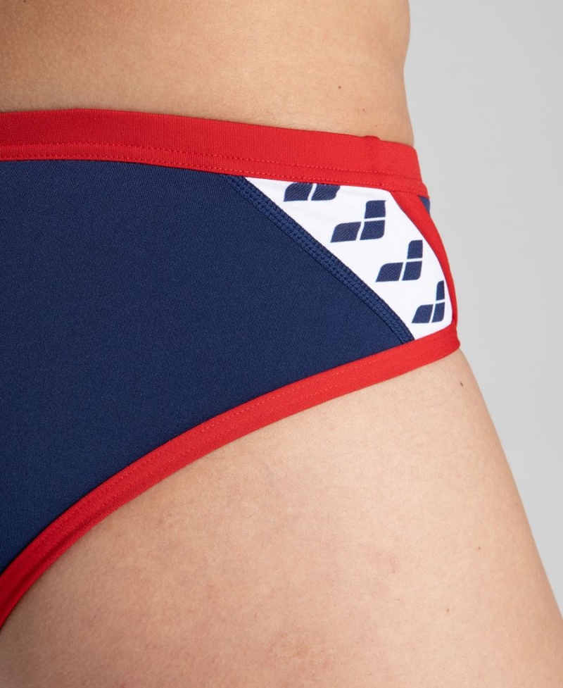 Slip de Bain Arena Team Stripe Bleu Marine Rouge Homme | XXZ-23518295