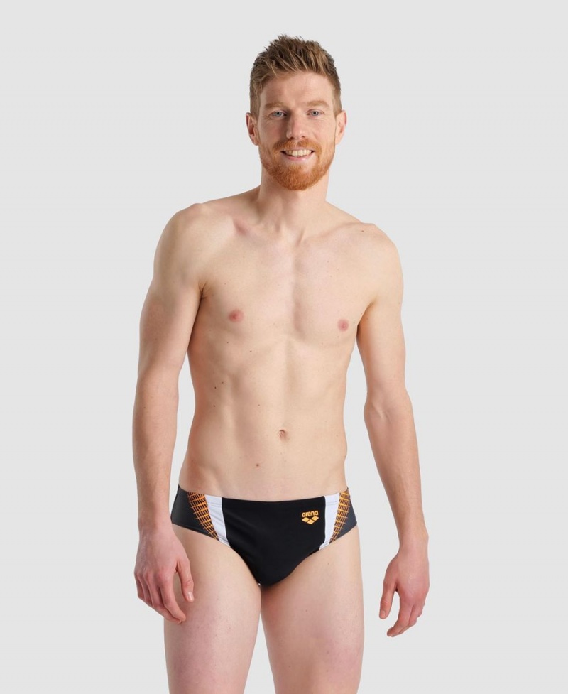 Slip de Bain Arena Threefold Noir Blanche Orange Homme | RVD-67697561