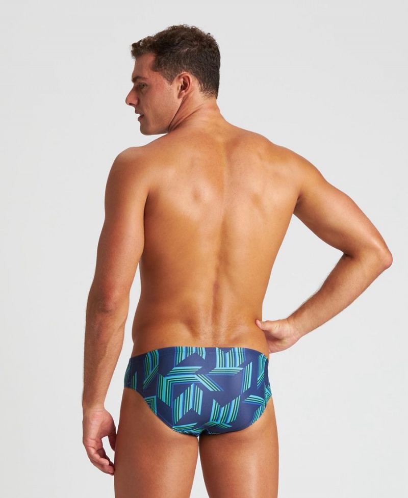 Slip de Bain Arena Puzzled Bleu Marine Vert Multicolore Homme | BUN-37419571