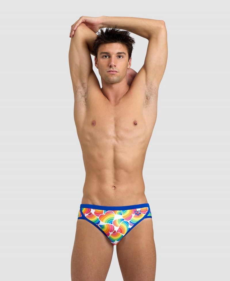 Slip de Bain Arena Pride Bleu Blanche Multicolore Homme | WVH-46162183