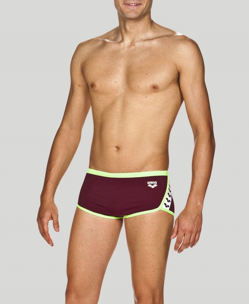 Slip de Bain Arena Team Stripe Square Bordeaux Vert Homme | CLO-79480254