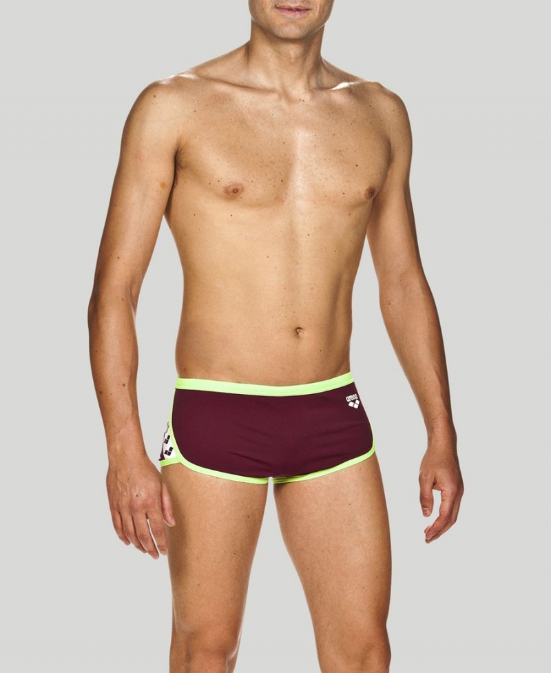 Slip de Bain Arena Team Stripe Square Bordeaux Vert Homme | CLO-79480254