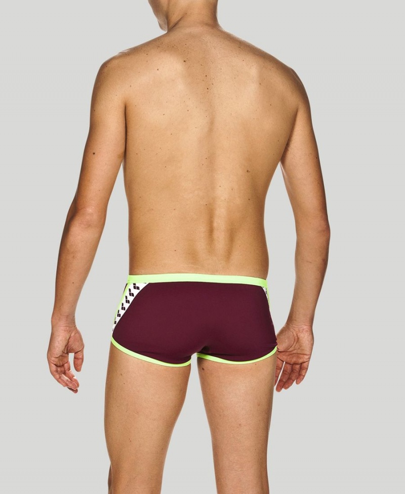 Slip de Bain Arena Team Stripe Square Bordeaux Vert Homme | CLO-79480254