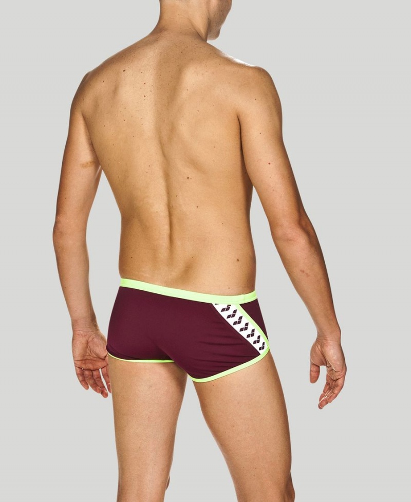 Slip de Bain Arena Team Stripe Square Bordeaux Vert Homme | CLO-79480254