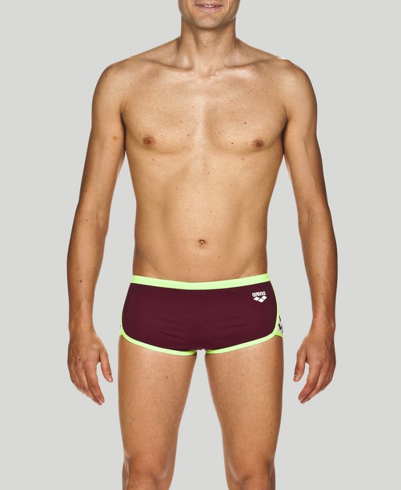 Slip de Bain Arena Team Stripe Square Bordeaux Vert Homme | CLO-79480254