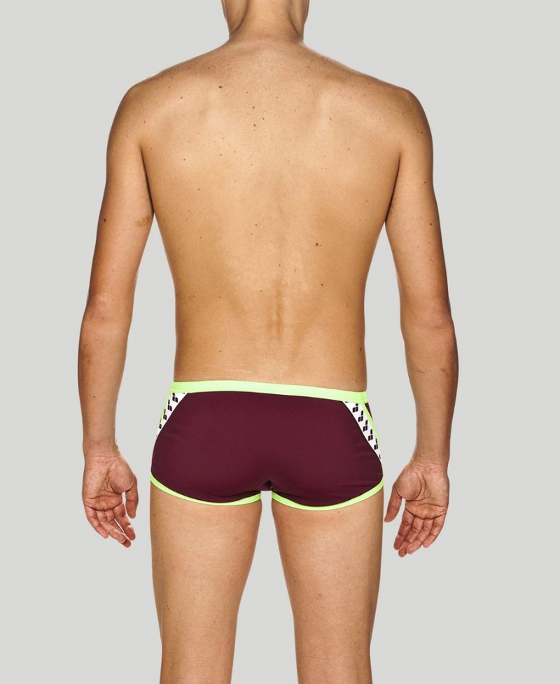 Slip de Bain Arena Team Stripe Square Bordeaux Vert Homme | CLO-79480254