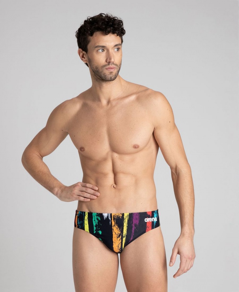 Slip de Bain Arena Team Painted Stripes Noir Multicolore Homme | BVR-29852437