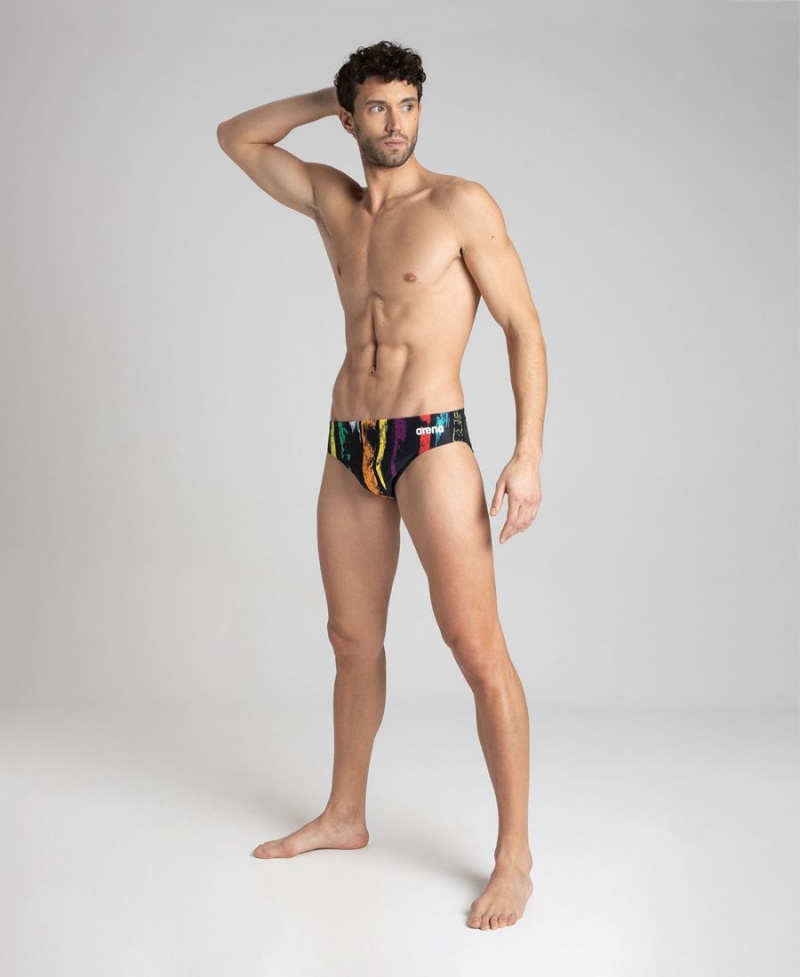 Slip de Bain Arena Team Painted Stripes Noir Multicolore Homme | BVR-29852437