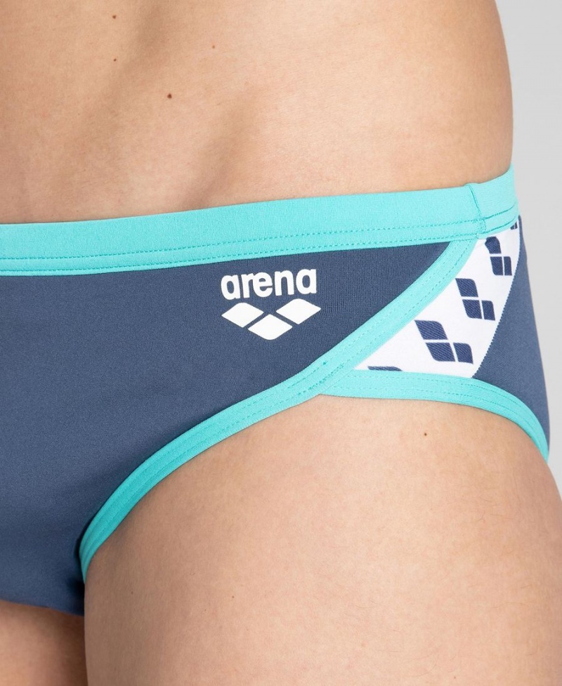 Slip de Bain Arena Team Stripe Bleu Marine Turquoise Homme | TZI-63445775