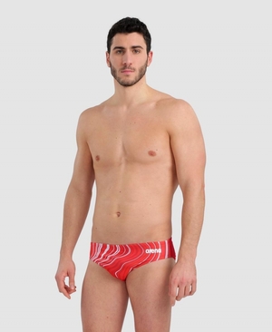 Slip de Bain Arena Marbled Rouge Blanche Homme | ZQL-49283828