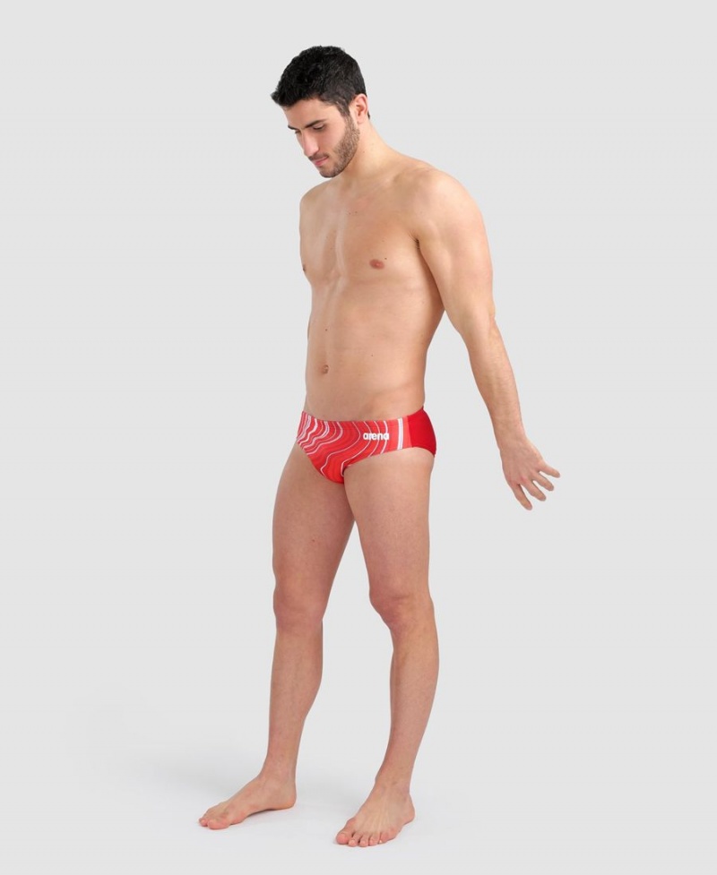 Slip de Bain Arena Marbled Rouge Blanche Homme | ZQL-49283828