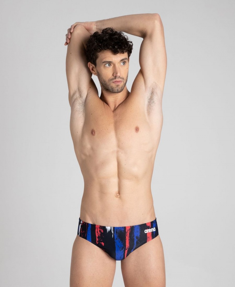 Slip de Bain Arena Team Painted Stripes Noir Rouge Multicolore Homme | YFP-16580055