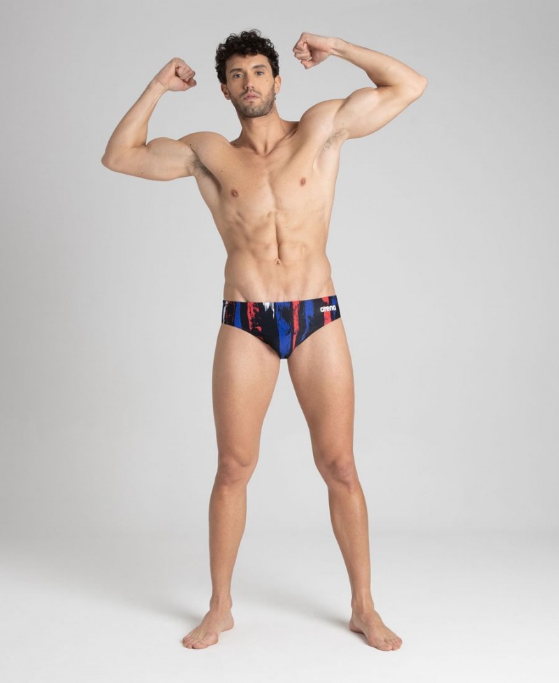 Slip de Bain Arena Team Painted Stripes Noir Rouge Multicolore Homme | YFP-16580055