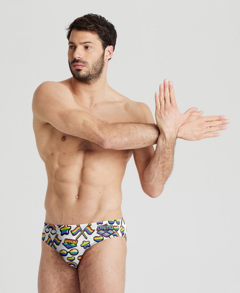 Slip de Bain Arena Pride Print of the Month Blanche Multicolore Homme | LWH-85730196