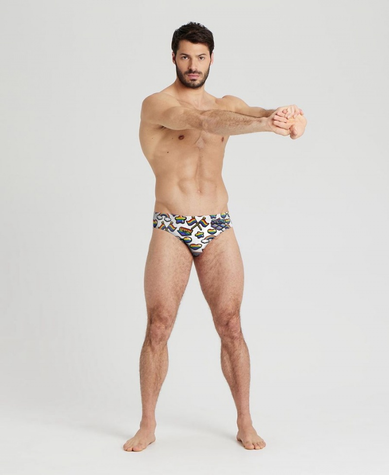 Slip de Bain Arena Pride Print of the Month Blanche Multicolore Homme | LWH-85730196