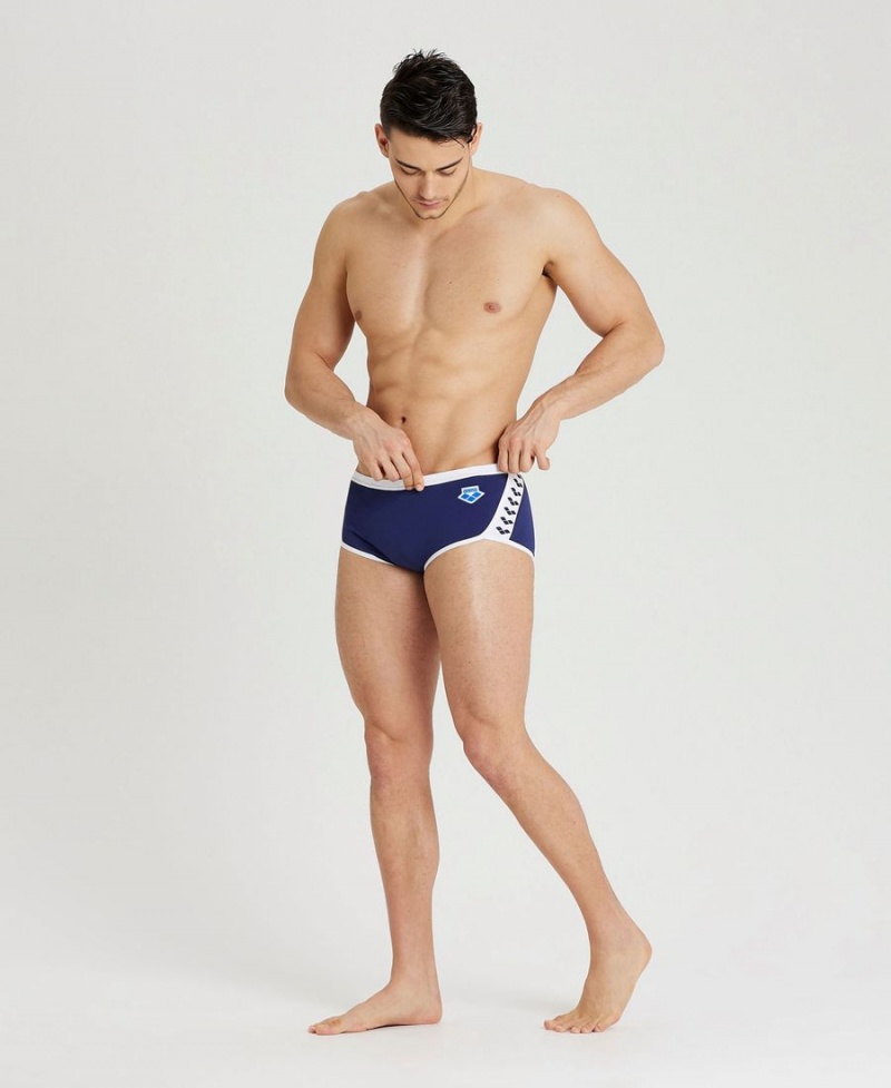 Slip de Bain Arena Icons Solid Low Taille Bleu Marine Blanche Homme | WQJ-02987287