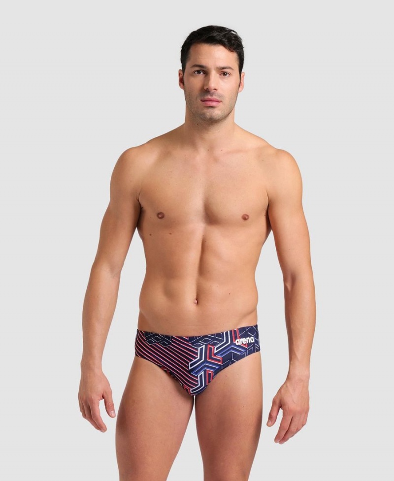 Slip de Bain Arena Kikko Pro Rouge Blanche Bleu Homme | CYX-60817173