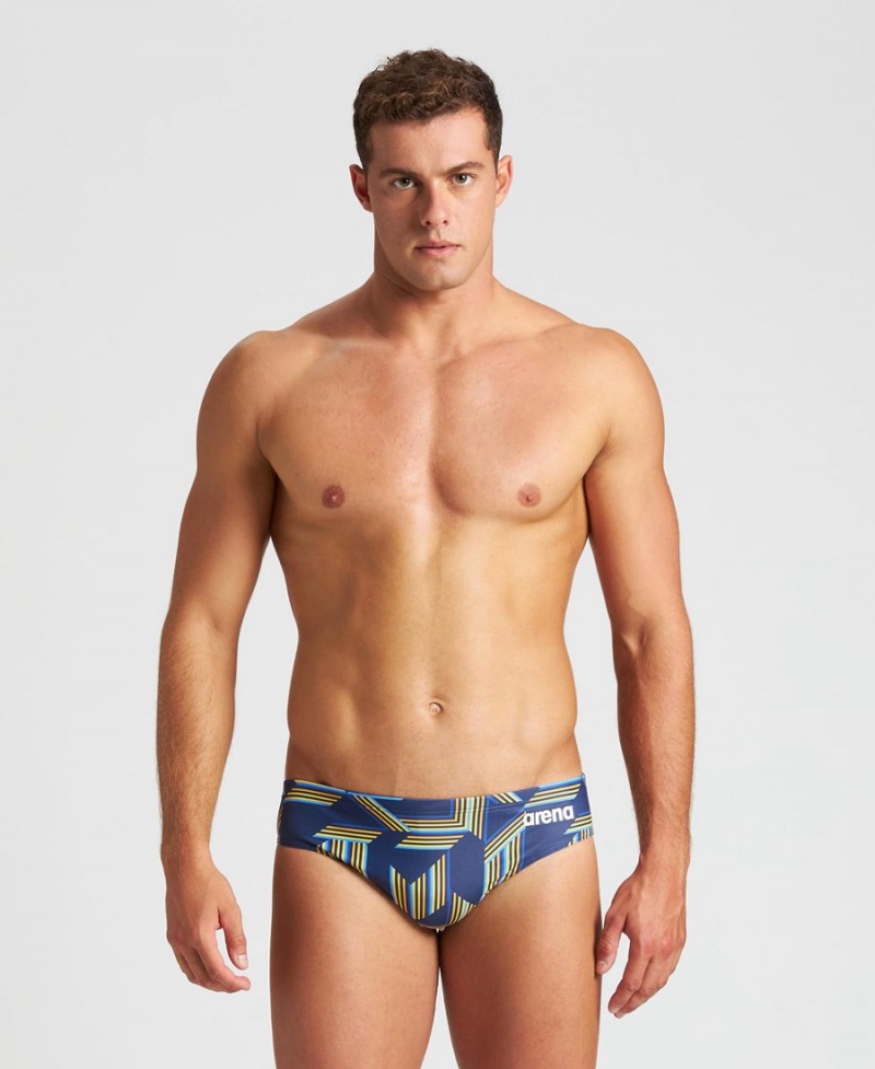 Slip de Bain Arena Puzzled Bleu Marine Jaune Multicolore Homme | VKA-56432739