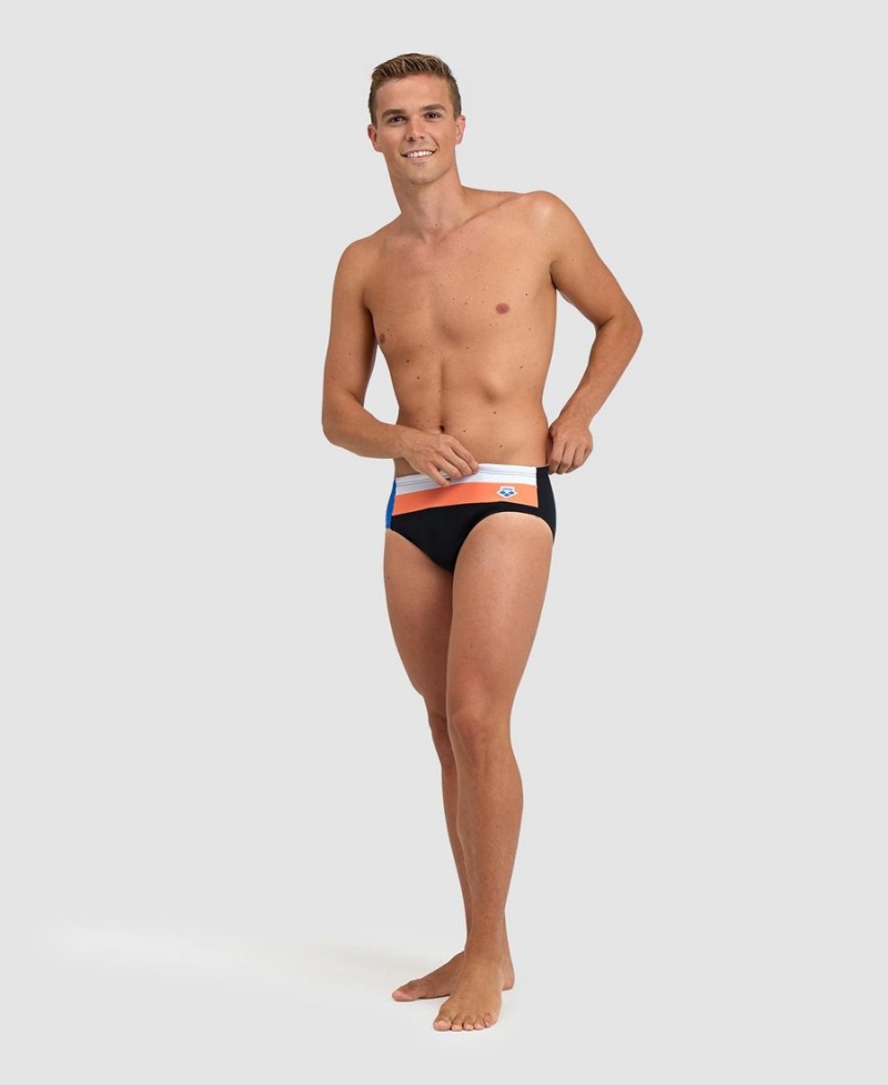 Slip de Bain Arena Icons Panels Noir Blanche Orange Homme | WNY-86584175