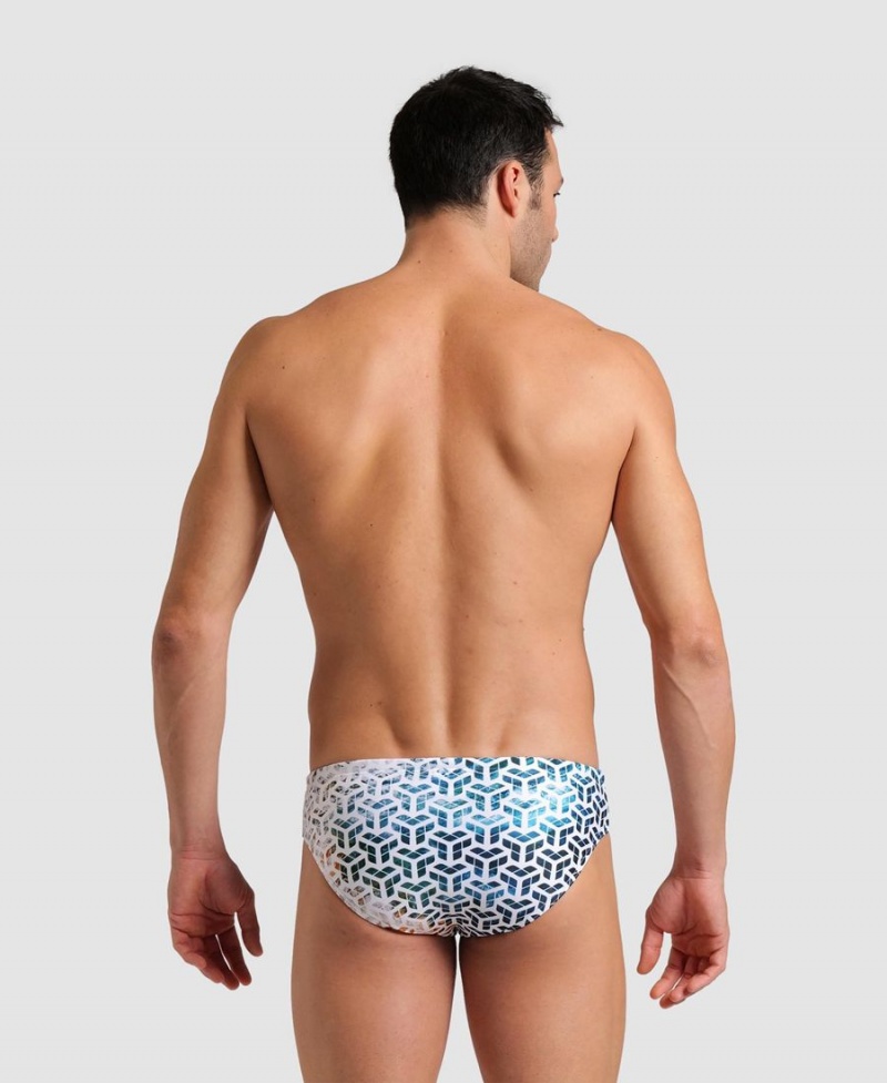 Slip de Bain Arena Planet D'eau Blanche Multicolore Homme | QGK-79200555