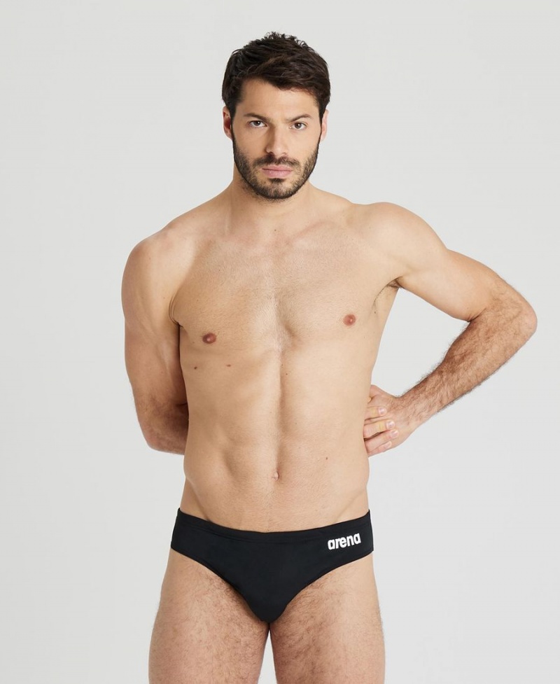 Slip de Bain Arena Team Solid Noir Blanche Homme | JGQ-68210340