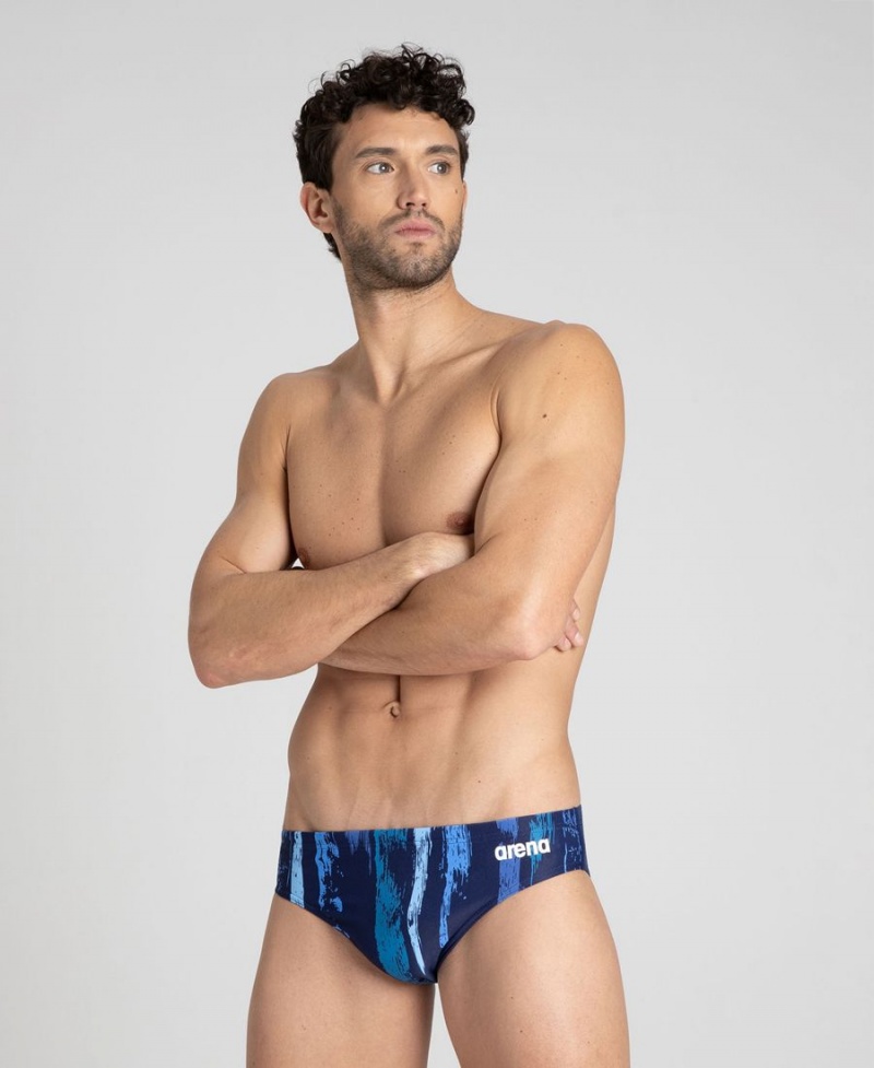 Slip de Bain Arena Team Painted Stripes Bleu Marine Multicolore Homme | CMT-03098699