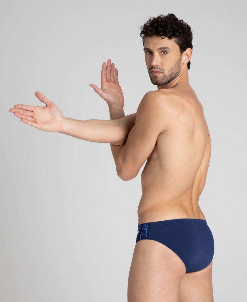 Slip de Bain Arena Team Painted Stripes Bleu Marine Multicolore Homme | CMT-03098699