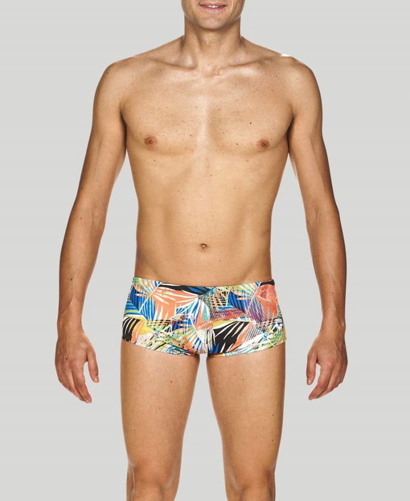 Slip de Bain Arena Floral Allover Square Noir Multicolore Homme | FVZ-85032549