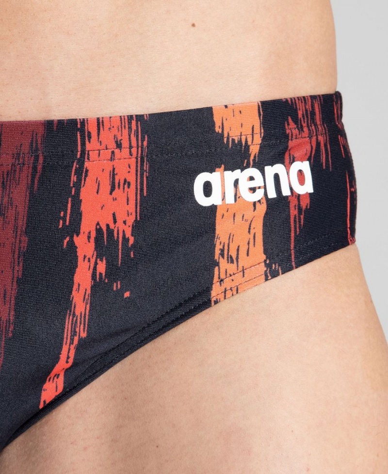 Slip de Bain Arena Team Painted Stripes Noir Rouge Homme | XGM-79008351