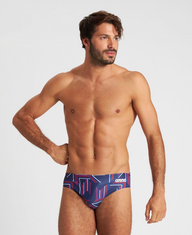 Slip de Bain Arena Puzzled Bleu Marine Rouge Multicolore Homme | HFM-47260151