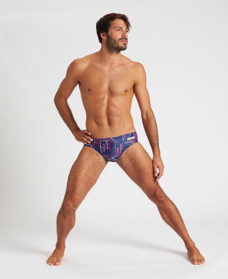 Slip de Bain Arena Puzzled Bleu Marine Rouge Multicolore Homme | HFM-47260151