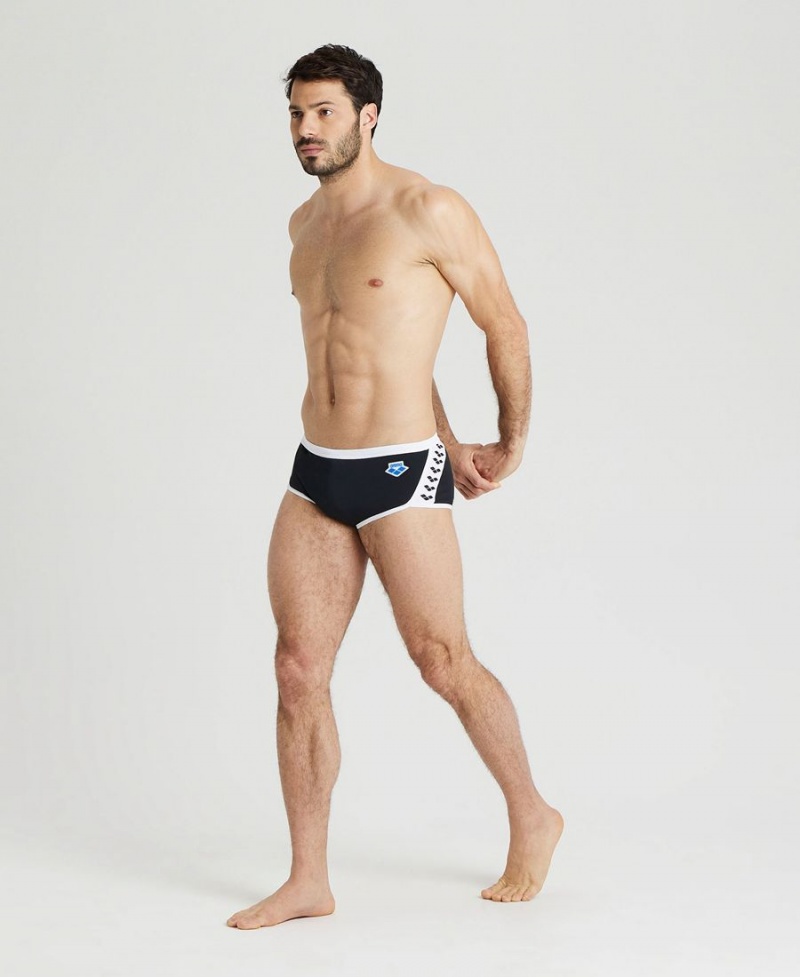 Slip de Bain Arena Icons Solid Low Taille Noir Blanche Homme | JAO-01922380