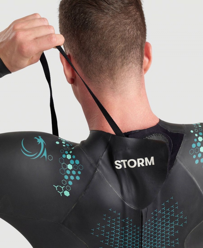 Combinaison Natation Arena Powerskin Storm Noir Bleu Homme | QKS-61486825