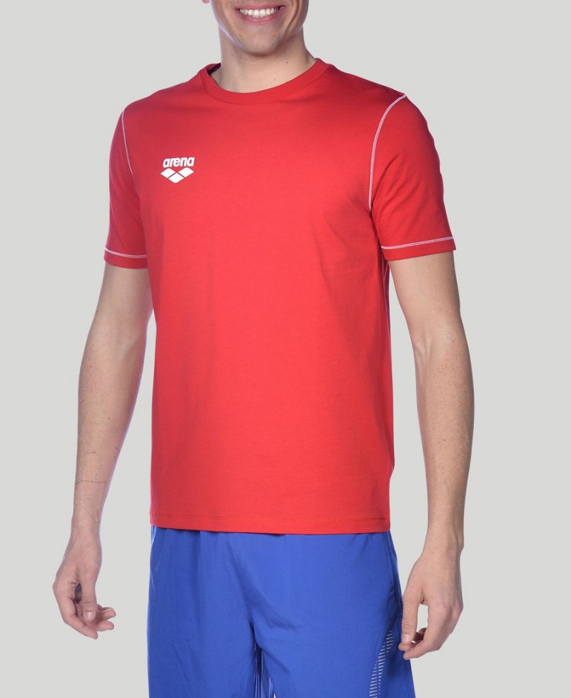 T-Shirt Arena Team Line Corta Sleeve Rouge Homme | RWQ-85250676