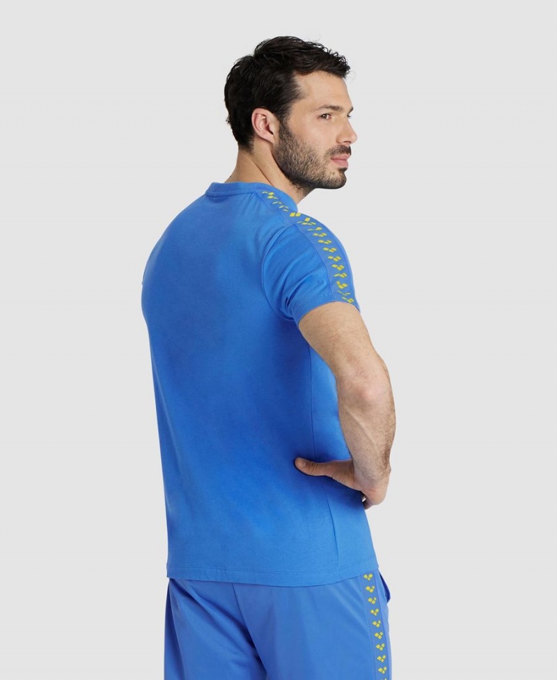 T-Shirt Arena Team US Bleu Jaune Homme | THA-75808065