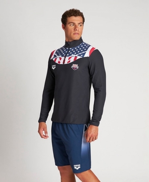 T-Shirt Arena USA Swimming Team Kit Half Zip Noir Homme | HAX-22120027